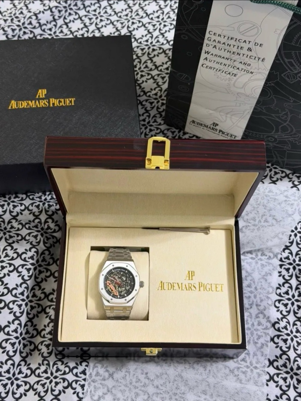 Audemars Piguet Silver Stainless Steel Men's Watch with Display Box